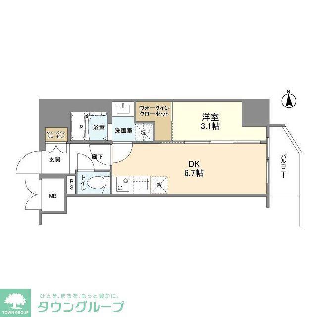 MELDIA CREST 桜ノ宮 KIRSCH(1DK/10階)の間取り写真