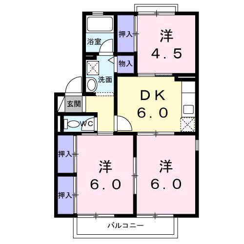 ガーデンシティ桜町A(3DK/2階)の間取り写真