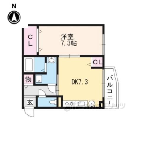 アロッジオ紫野(1DK/2階)の間取り写真