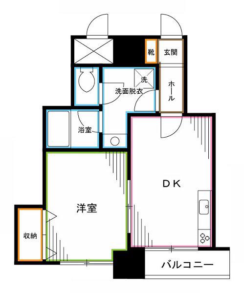 K・BLDG(1DK/7階)の間取り写真
