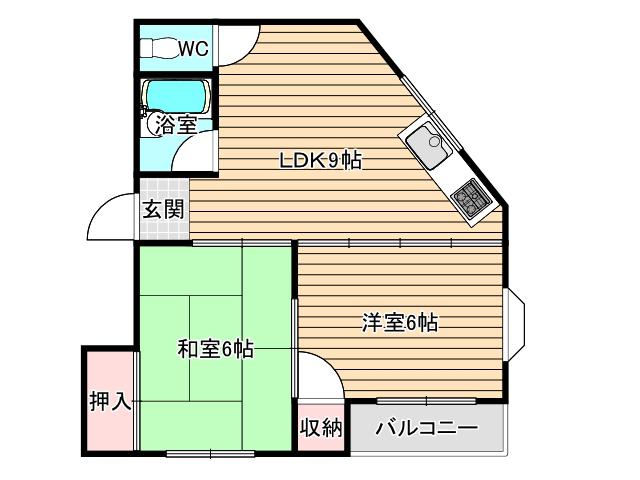 朝日橋ハイツ(2DK/2階)の間取り写真