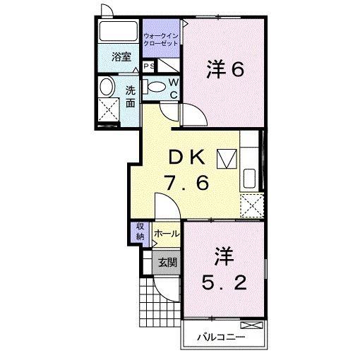 パーチェプレイスB(2DK/1階)の間取り写真