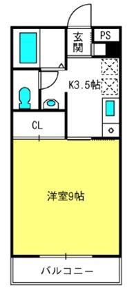タウンコート9(1K/3階)の間取り写真