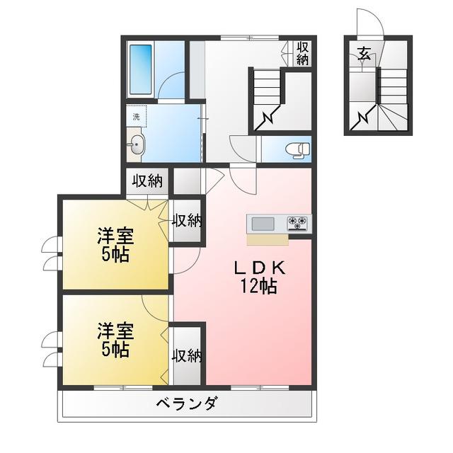 GURANDER SOPHIA II(2LDK/2階)の間取り写真