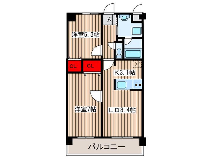 パーシマン大泉3(2LDK/1階)の間取り写真
