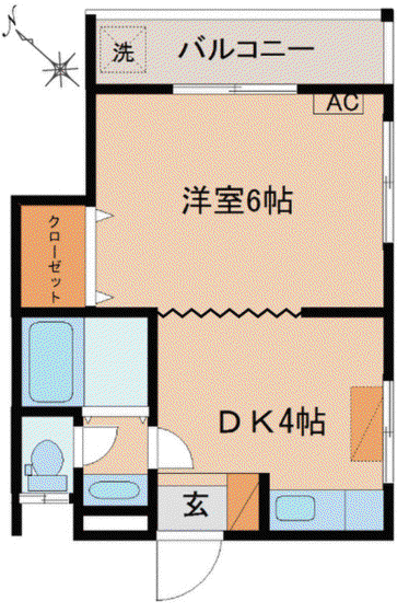 ピュアハウス(1DK/2階)の間取り写真