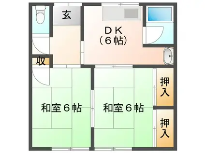 明良荘(2DK/2階)の間取り写真