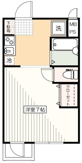 コーポ明和(1K/2階)の間取り写真