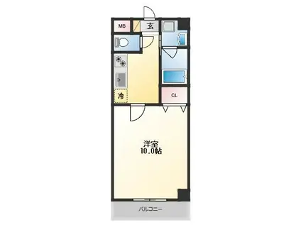 ノースフィールド参番館(1K/4階)の間取り写真