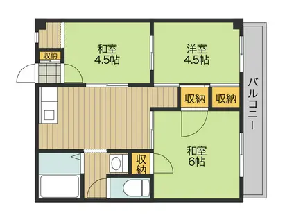 カジヤ谷マンション(3DK/3階)の間取り写真