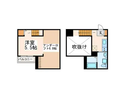 イーナ琴平(ワンルーム/2階)の間取り写真