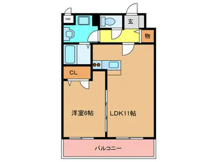 LIBERTY M(1LDK/4階)の間取り写真