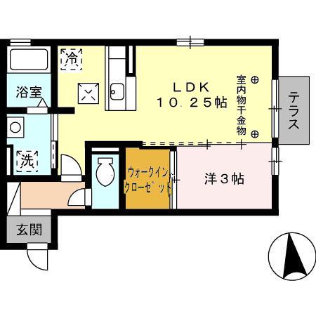 ポポラーレ(1LDK/1階)の間取り写真