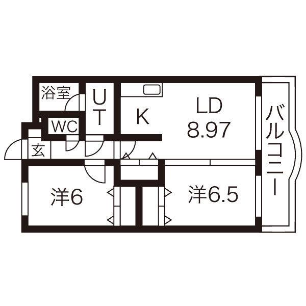 ライプン(2LDK/5階)の間取り写真