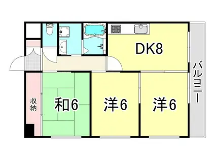 園田駅前ビル(3LDK/3階)の間取り写真