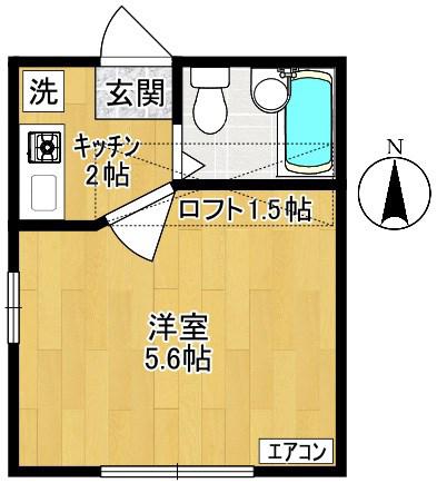 アゼリアガーデンズ生田(1K/2階)の間取り写真