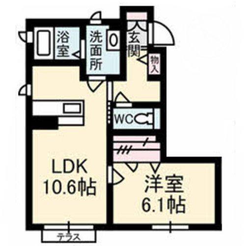 シャーメゾンERIMO A棟(1LDK/1階)の間取り写真