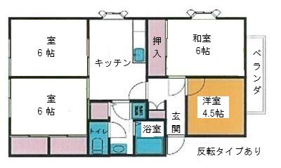 サンビレッジ福山 G棟(4DK/1階)の間取り写真