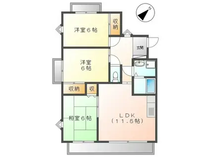 セレーブル春日(3LDK/1階)の間取り写真