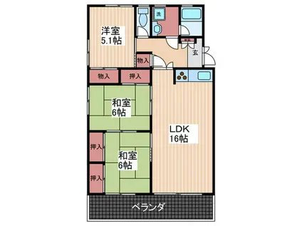 メゾンボヌ-ル(3LDK/2階)の間取り写真