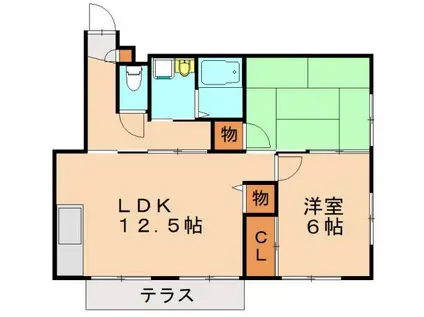 ファミーユ赤坂(2LDK/1階)の間取り写真
