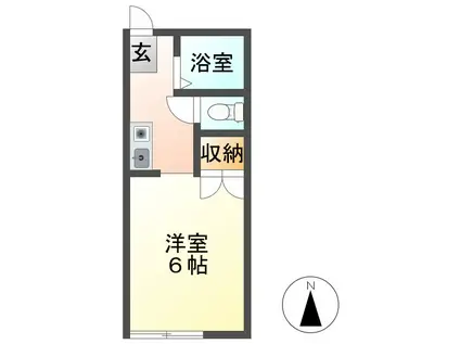 吉野ハイツB(ワンルーム/1階)の間取り写真