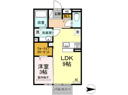 ロイジェントパークス広野 D(1LDK/2階)の間取り写真