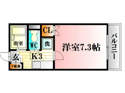 レジデンス増田III(1K/3階)の間取り写真