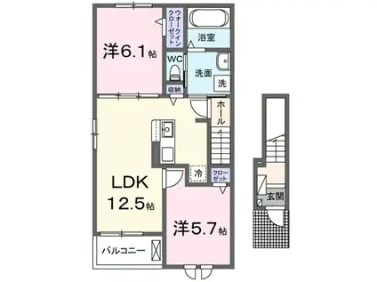 ＪＲ湖西線 堅田駅 徒歩6分 2階建 築1年(2LDK/2階)の間取り写真