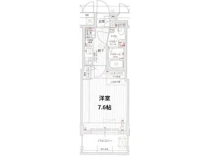ラシュレエグゼ難波南(1K/3階)の間取り写真