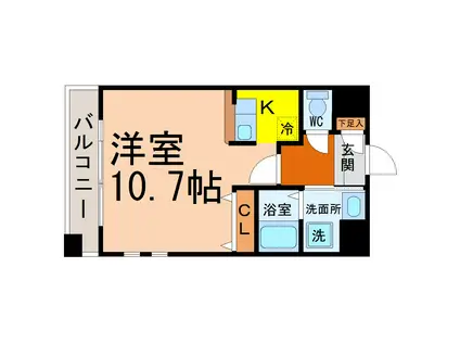 丹下キアーロ(1K/2階)の間取り写真