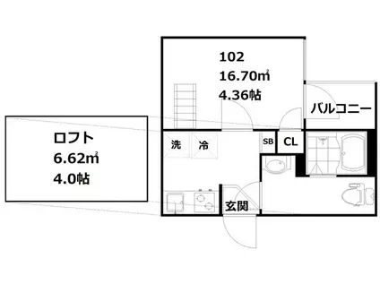 インベスト鶴見II(1K/1階)の間取り写真