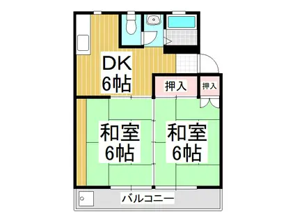 コーポ御所(2DK/1階)の間取り写真