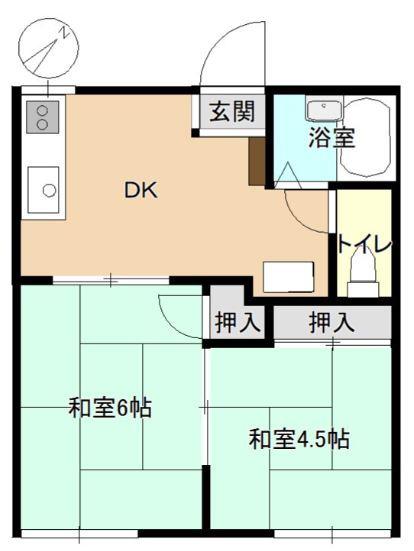 コーポひろえ(2K/1階)の間取り写真