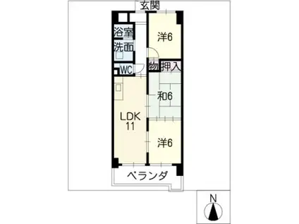 アパートメントハウス朴の樹(3LDK/5階)の間取り写真