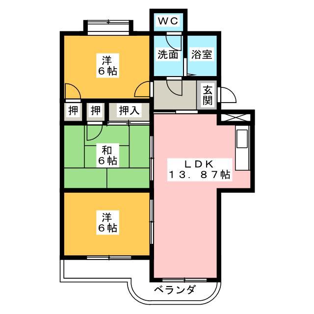 第一ゴトウハイツ(3LDK/2階)の間取り写真