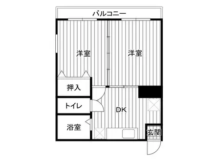 中倉麻布マンション(2DK/3階)の間取り写真