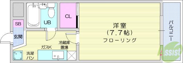 コーポ大和町(1K/3階)の間取り写真