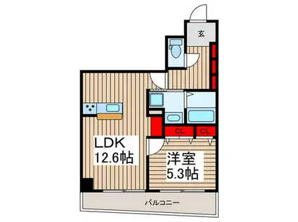 グランシエル川口(1LDK/8階)の間取り写真