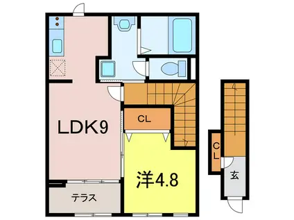 ブルーム(1LDK/2階)の間取り写真