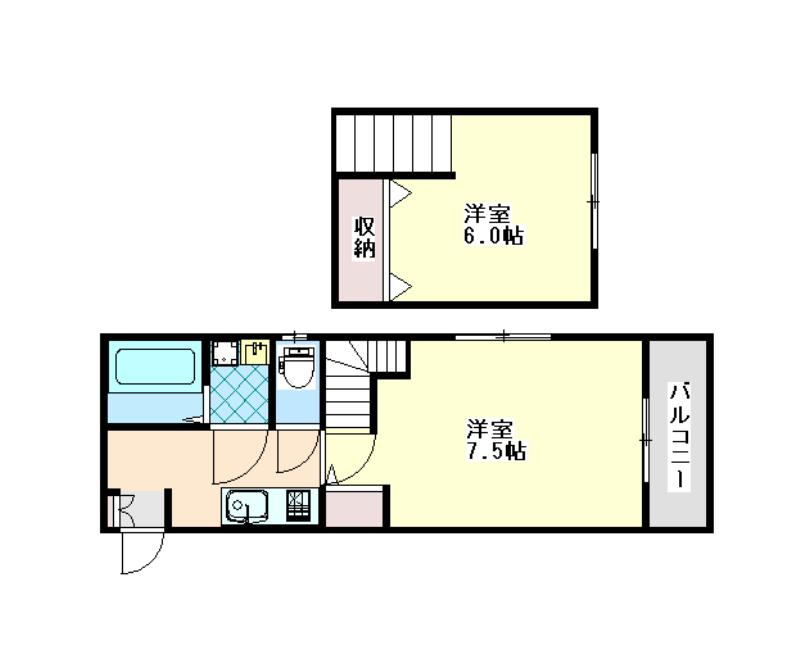 エクレール二軒茶屋(2K/1階)の間取り写真