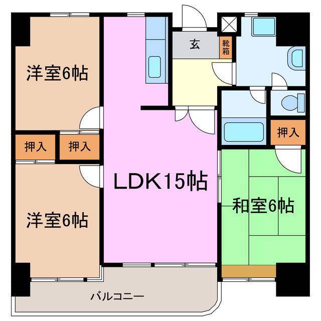 エクセルヤマキ(3LDK/4階)の間取り写真