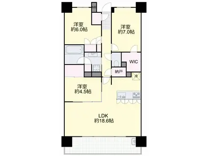 アトラス倉敷ル・サンク(3LDK/2階)の間取り写真