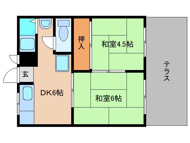 大和ハイツ(2DK/1階)の間取り写真