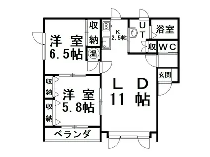 ドリームハウス(2LDK/2階)の間取り写真