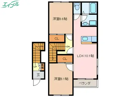 エクシードI(2LDK/2階)の間取り写真