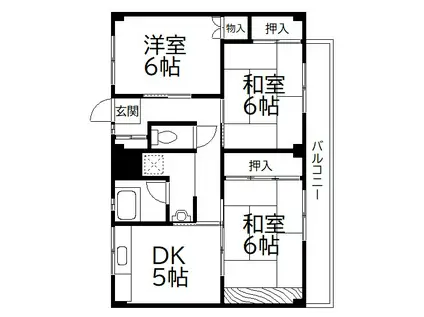 サン・コーポラス加茂 1号棟(3DK/2階)の間取り写真