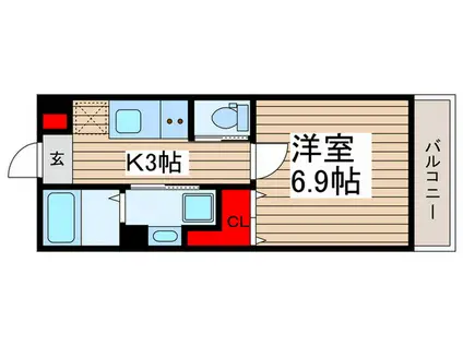 OPUSV(1K/3階)の間取り写真