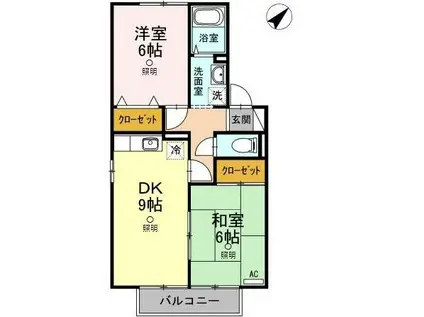 セジュール三宅 D棟(2DK/2階)の間取り写真