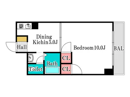 ウエルライフマンションエイブル(1DK/5階)の間取り写真